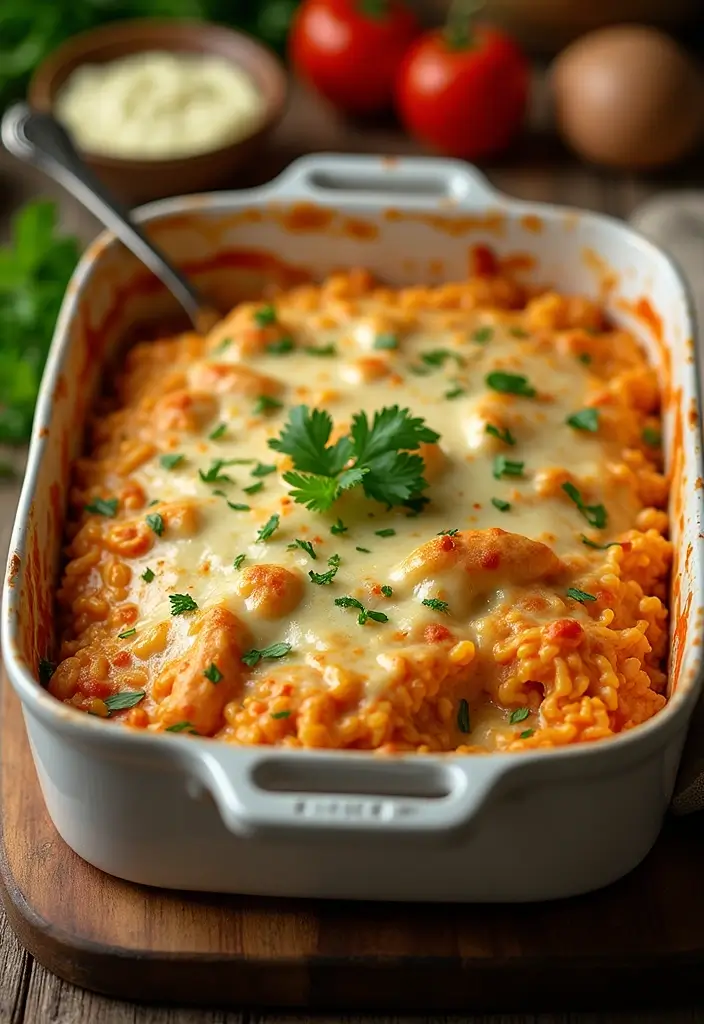 30 Spanish Chicken and Rice Recipes That Are Bold & Aromatic - 5. Creamy Spanish Chicken and Rice Casserole