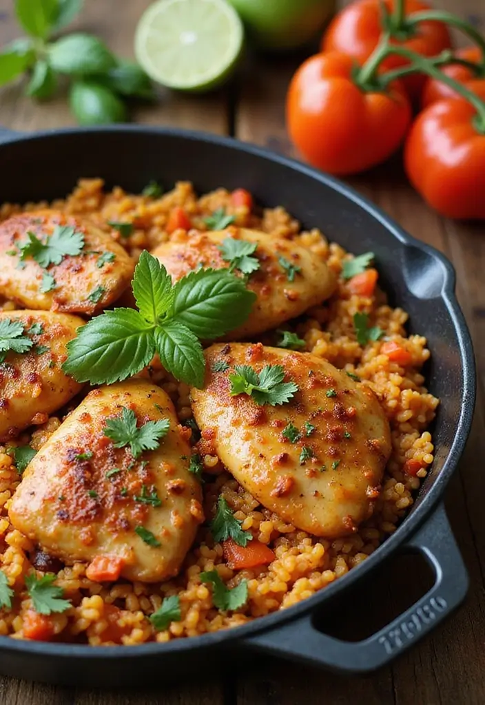 30 Spanish Chicken and Rice Recipes That Are Bold & Aromatic - 6. Spanish Chicken and Rice Skillet