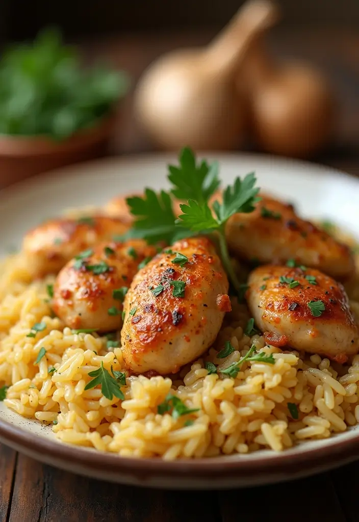 30 Spanish Chicken and Rice Recipes That Are Bold & Aromatic - 7. Spanish Garlic Chicken and Rice