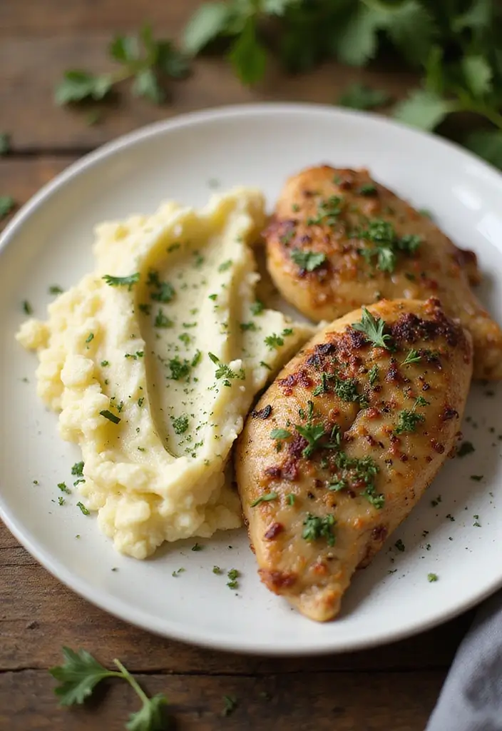 30 Whole30 Chicken Recipes That Are Clean & Flavorful 19 30 Whole30 Chicken Recipes That Are Clean & Flavorful - 18. Herbed Chicken with Garlic Mashed Cauliflower